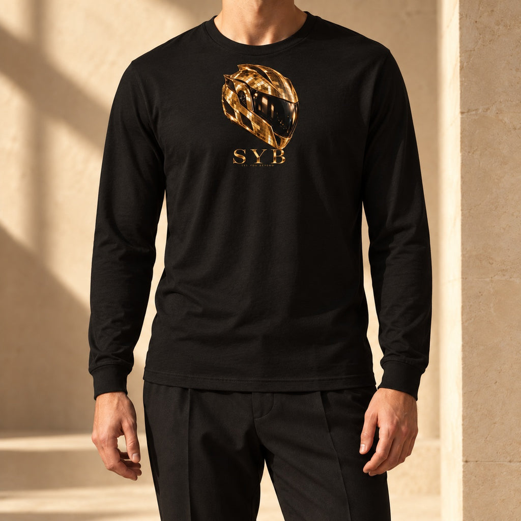 Black SYB Icon Long Sleeve styled in a limestone atelier