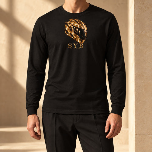 Black SYB Icon Long Sleeve styled in a limestone atelier